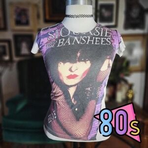 Vintage 80s Active Apparel Siouxsie and the Banshees Tee Goth Punk Band Shirt S